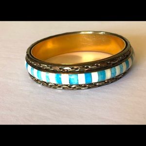 Vintage Napier Gold White Blue Bangle Bracelet